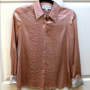 St. John collection pink and cream silk blouse